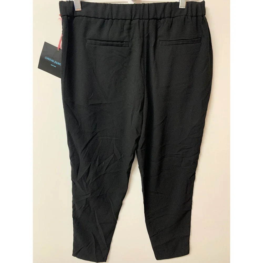 Cynthia Rowley Black Side Stripe Ankle Pants‎ Elastic Waist Tapered Size 10